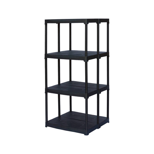 Scaffale a 2 ripiani con doppia capienza in Akay, Scaffalatura per interno o esterno, 100% Made in Italy, cm 60x59h133, colore Antracite