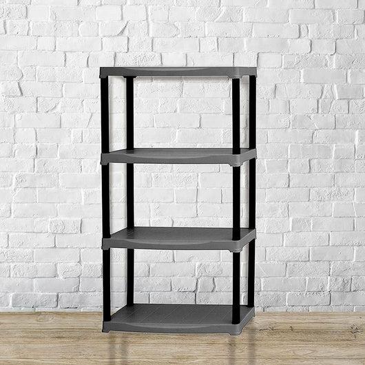 Scaffale a 2 ripiani in Akay, Scaffalatura multiuso per interno o esterno, 100% Made in Italy, cm 70x30h133, colore Antracite