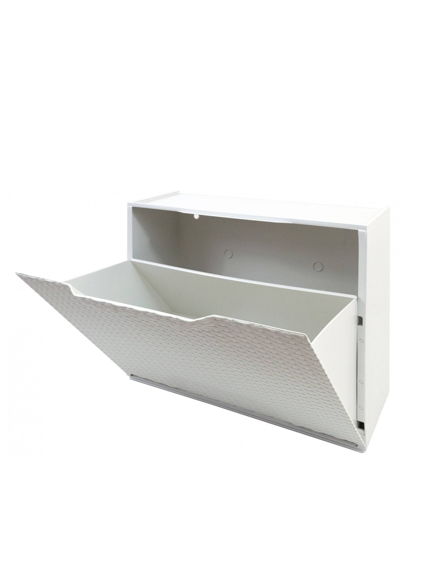 Scarpiera con 1 anta a ribalta in polipropilene effetto Aseo, Set componibile da interno o esterno, 100% Made in Italy, cm 51x18h40, colore Bianco