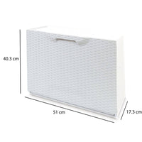 Scarpiera con 1 anta a ribalta in polipropilene effetto Aseo, Set componibile da interno o esterno, 100% Made in Italy, cm 51x18h40, colore Bianco