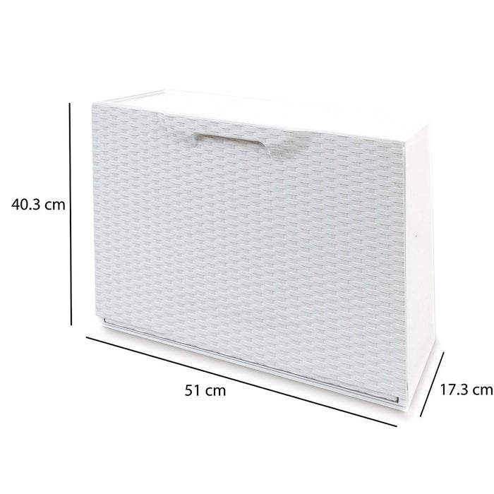 Scarpiera con 1 anta a ribalta in polipropilene effetto Aseo, Set componibile da interno o esterno, 100% Made in Italy, cm 51x18h40, colore Bianco