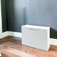 Scarpiera con 1 anta a ribalta in polipropilene effetto Aseo, Set componibile da interno o esterno, 100% Made in Italy, cm 51x18h40, colore Bianco