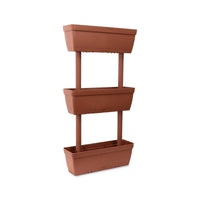 Set di 3 vasi per orto Aldunga,Set di 3 vasi porta fiori per interno o esterno, 100% Made in Italy, cm 49x22h16, colore Marrone