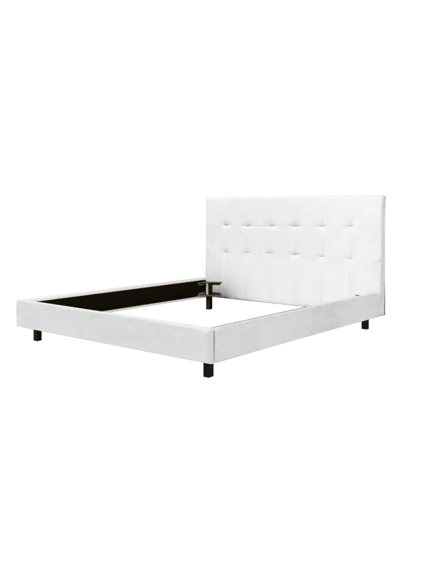 Letto matrimoniale 0, Letto con testiera e rete a doghe inclusa, Made in Italy, Struttura in legno ed ecopelle, adatto per materasso 160x190 Cm, Bianco