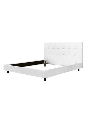 Letto matrimoniale 0, Letto con testiera e rete a doghe inclusa, Made in Italy, Struttura in legno ed ecopelle, adatto per materasso 160x190 Cm, Bianco