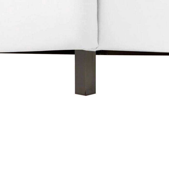 Letto matrimoniale 0, Letto con testiera e rete a doghe inclusa, Made in Italy, Struttura in legno ed ecopelle, adatto per materasso 160x190 Cm, Bianco