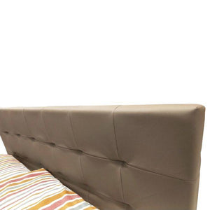 Letto matrimoniale 0, Letto con testiera e rete a doghe inclusa, Made in Italy, Struttura in legno ed ecopelle, adatto per materasso 160x190 Cm, Tortora