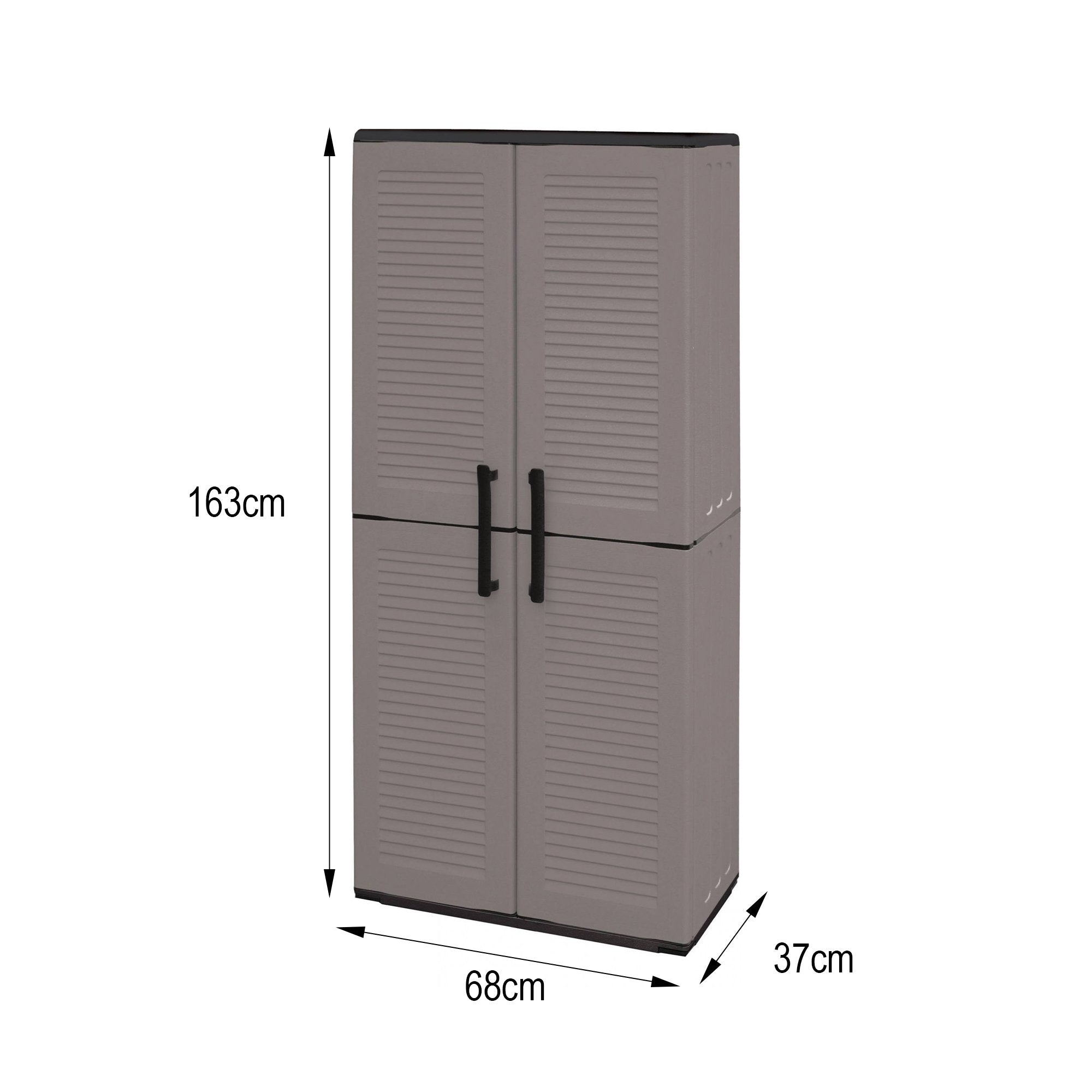 Mobile da Giardino Arabel, Armadio da Esterno 3 Ripiani Made in Italy, 37x68x163h cm Grigio