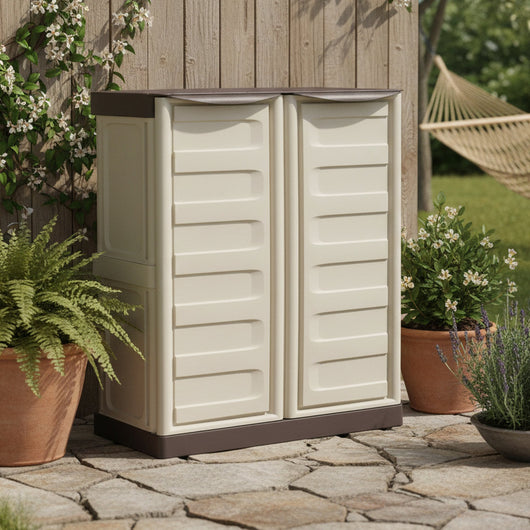 Mobile da Giardino Acira, Armadio da Esterno un Ripiano Made in Italy, 70x39x85.5h cm Beige