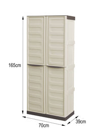 Armadio multiuso da esterno o Adenina, Mobile a 2 ante e 3 ripiani in polipropilene, 100% Made in Italy,cm 70x39h165, colore Beige