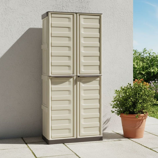 Mobile da Giardino Ipno, Armadio da Esterno 3 Ripiani Made in Italy, 39x70x165h cm Beige