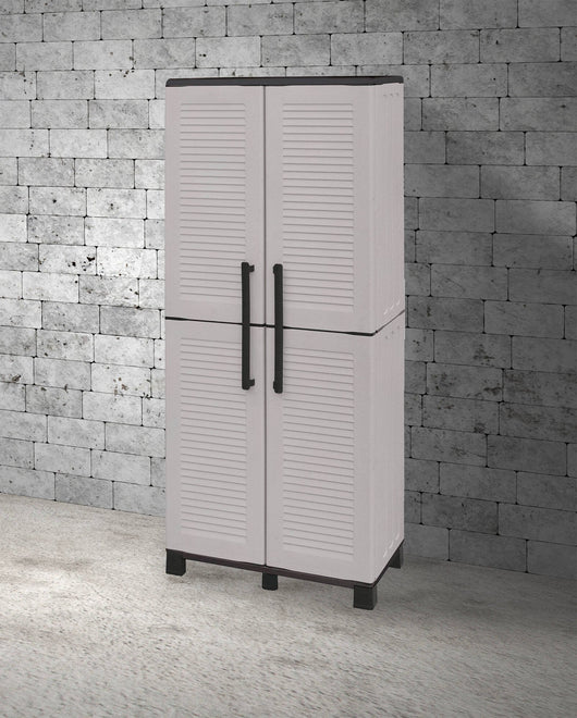 Mobile da Giardino Verviers, Armadio da Esterno 3 Ripiani Made in Italy, 37x68x169h cm Grigio Chiaro