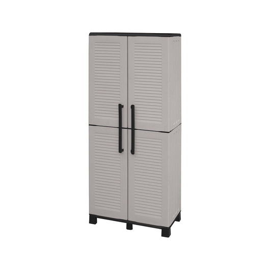 Armadio portascope da esterno o Askan, Mobile a 2 ante e 3 ripiani regolabili in polipropilene ,100% Made in Italy, cm 68x37h169, colore Grigio