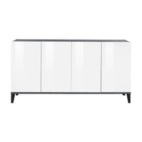 Credenza moderna a 4 Ashley, Made in Italy, Madia da cucina rialzata, Buffet di design da soggiorno, Cm 160x40h82, Bianco lucido e Ardesia
