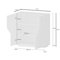 Credenza moderna a 2 ante Arbal, Made in Italy, Madia da ingresso, Buffet di design da soggiorno, Cm 100x43h106, Bianco lucido