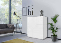 Credenza moderna a 2 ante Arbal, Made in Italy, Madia da ingresso, Buffet di design da soggiorno, Cm 100x43h106, Bianco lucido