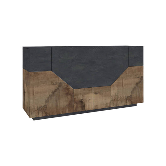 Credenza moderna a 4 ante Ania, Made in Italy, Madia da ingresso, Buffet di design da soggiorno, Cm 200x43h86, Ardesia e Acero
