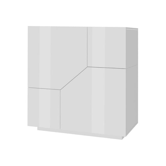 Credenza moderna a 2 ante Amento, Made in Italy, Madia da cucina, Buffet di design da soggiorno, Cm 79x43h86, Bianco lucido