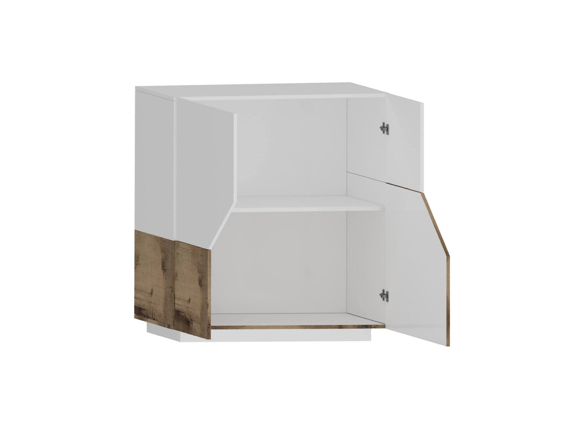 Credenza moderna a 2 ante Amento, Made in Italy, Madia da cucina, Buffet di design da soggiorno, Cm 79x43h86, Bianco lucido e Acero