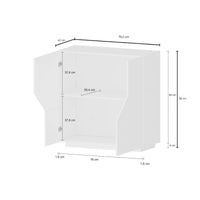 Credenza moderna a 2 ante Amento, Made in Italy, Madia da cucina, Buffet di design da soggiorno, Cm 79x43h86, Bianco lucido e Acero