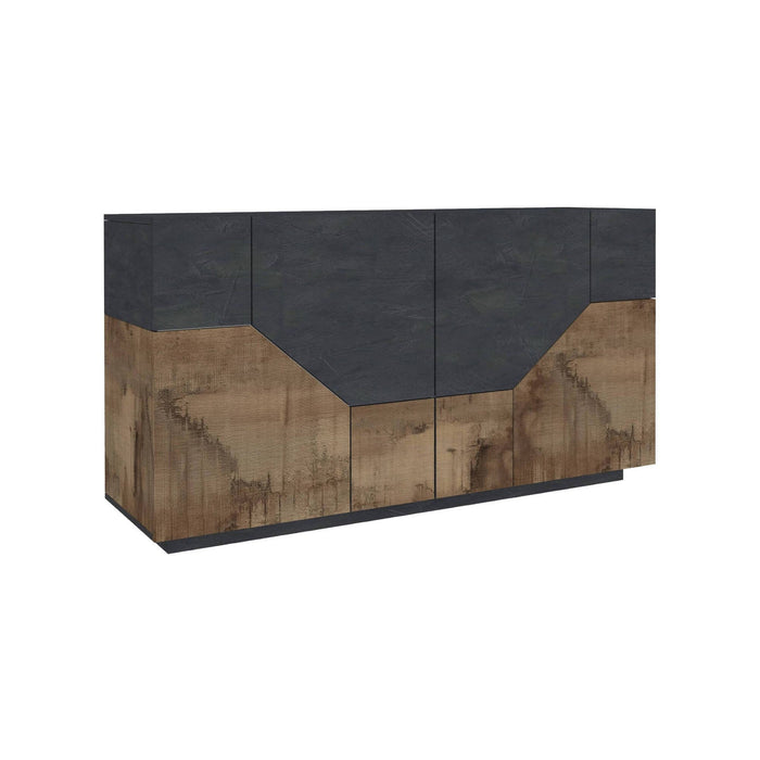 Credenza moderna a 4 ante Agis, Made in Italy, Madia da cucina, Buffet di design da soggiorno, Cm 159x43h86, Ardesia e Acero