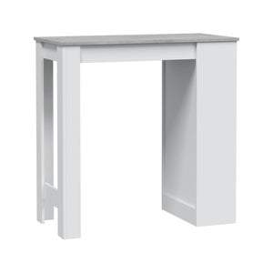 Tavolo fisso Andreoli, Tavolo alto da cucina, Penisola con 3 ripiani, Bancone ausiliare, Bancone ausiliare, cm 103x50h105, Bianco e Cemento