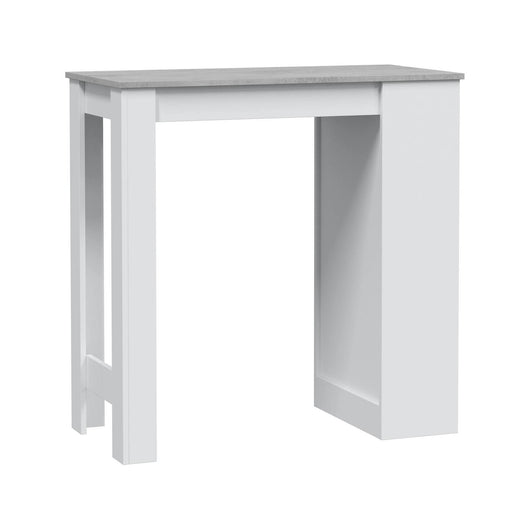 Tavolo fisso Andreoli, Tavolo alto da cucina, Penisola con 3 ripiani, Bancone ausiliare, Bancone ausiliare, cm 103x50h105, Bianco e Cemento