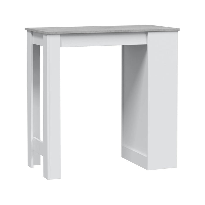 Tavolo fisso Andreoli, Tavolo alto da cucina, Penisola con 3 ripiani, Bancone ausiliare, Bancone ausiliare, cm 103x50h105, Bianco e Cemento