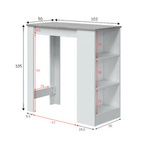 Tavolo fisso Andreoli, Tavolo alto da cucina, Penisola con 3 ripiani, Bancone ausiliare, Bancone ausiliare, cm 103x50h105, Bianco e Cemento