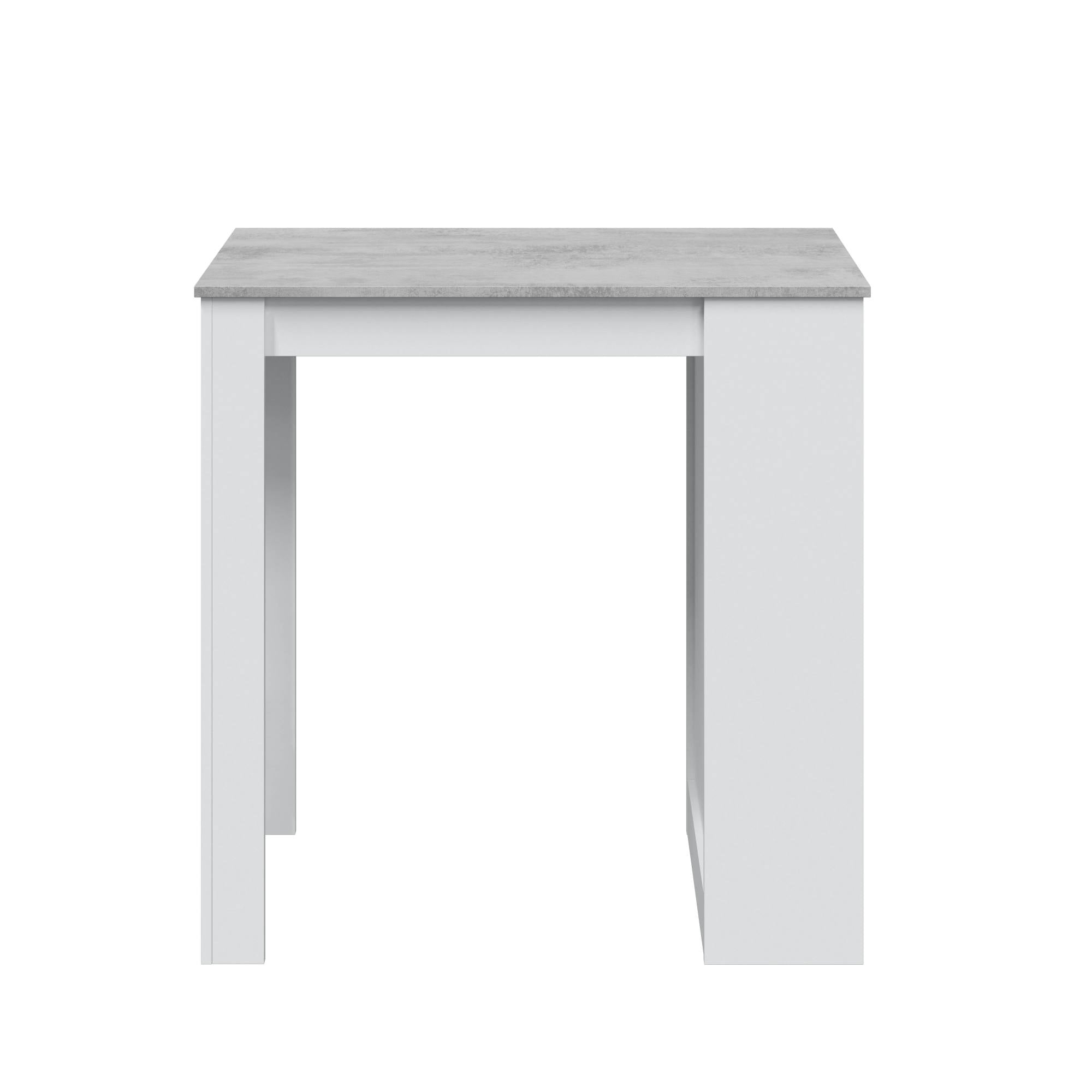 Tavolo fisso Andreoli, Tavolo alto da cucina, Penisola con 3 ripiani, Bancone ausiliare, Bancone ausiliare, cm 103x50h105, Bianco e Cemento