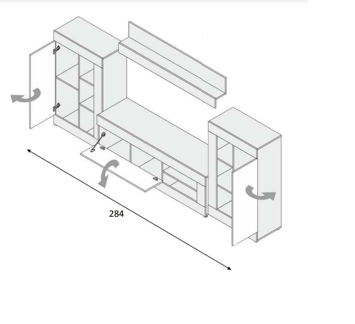 Parete Attrezzata 6 Ripiani, 150x41.5x47.5h cm Marrone Rovere