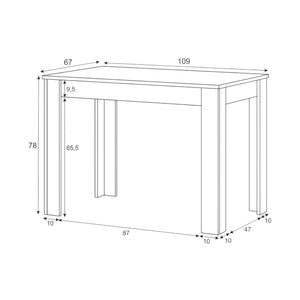 Tavolo fisso Anat, Tavolo per sala pranzo, Tavolo consolle moderno per salotto o cucina, cm 109x67x78, Bianco e Cemento