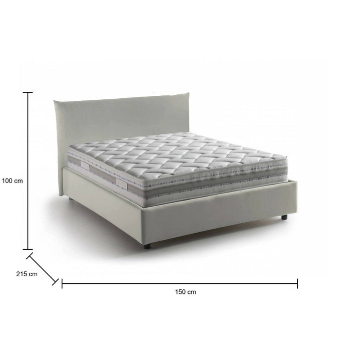 Letto piazza e mezza Arpaise, Letto contenitore con rivestimento in tessuto, 100% Made in Italy, Apertura frontale, con materasso Cm 120x190 incluso, Beige