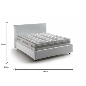 Letto piazza e mezza Arpaise, Letto contenitore con rivestimento in tessuto, 100% Made in Italy, Apertura frontale, con materasso Cm 120x190 incluso, Bianco