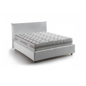 Letto piazza e mezza Arpaise, Letto contenitore con rivestimento in tessuto, 100% Made in Italy, Apertura frontale, con materasso Cm 120x190 incluso, Bianco