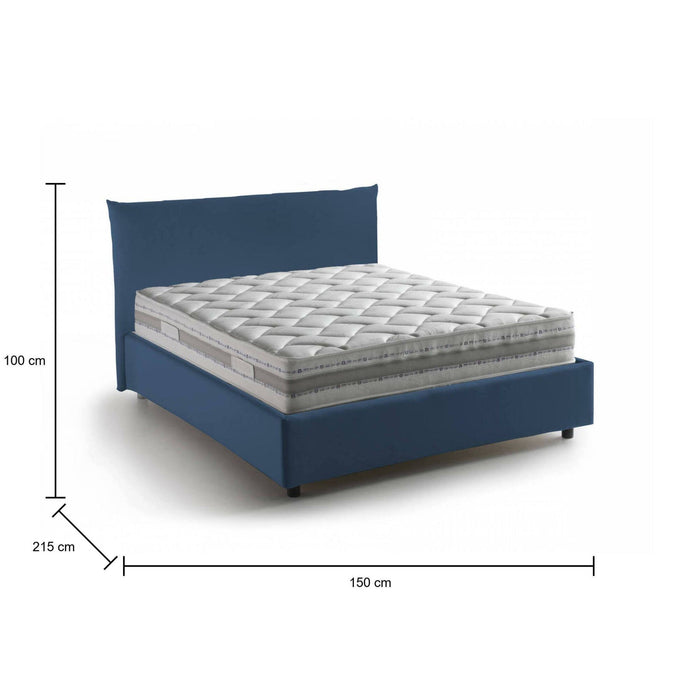 Letto piazza e mezza Arpaise, Letto contenitore con rivestimento in tessuto, 100% Made in Italy, Apertura frontale, con materasso Cm 120x190 incluso, Blu