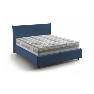 Letto piazza e mezza Arpaise, Letto contenitore con rivestimento in tessuto, 100% Made in Italy, Apertura frontale, con materasso Cm 120x190 incluso, Blu