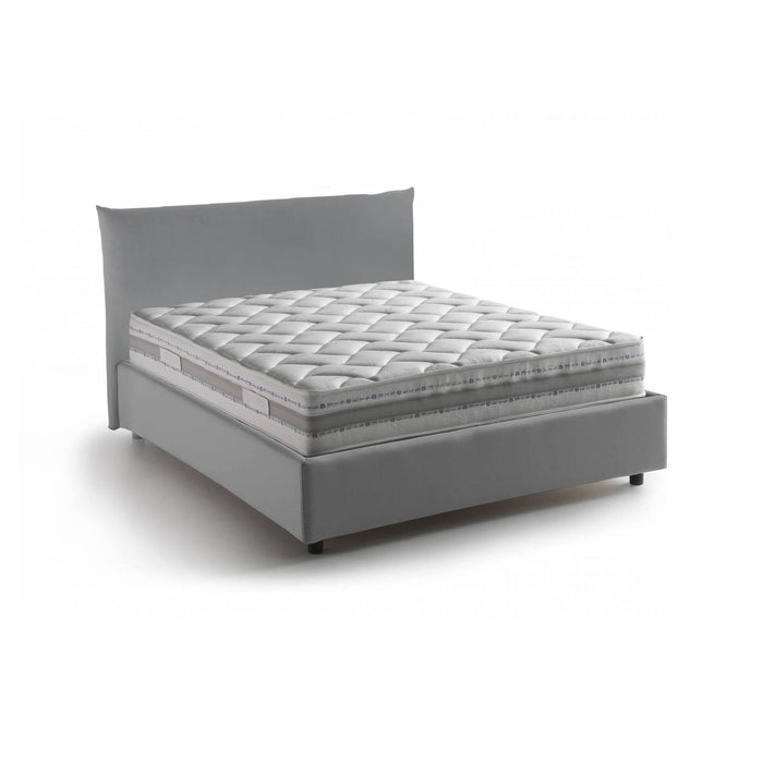 Letto piazza e mezza Arpaise, Letto contenitore con rivestimento in tessuto, 100% Made in Italy, Apertura frontale, con materasso Cm 120x190 incluso, Grigio