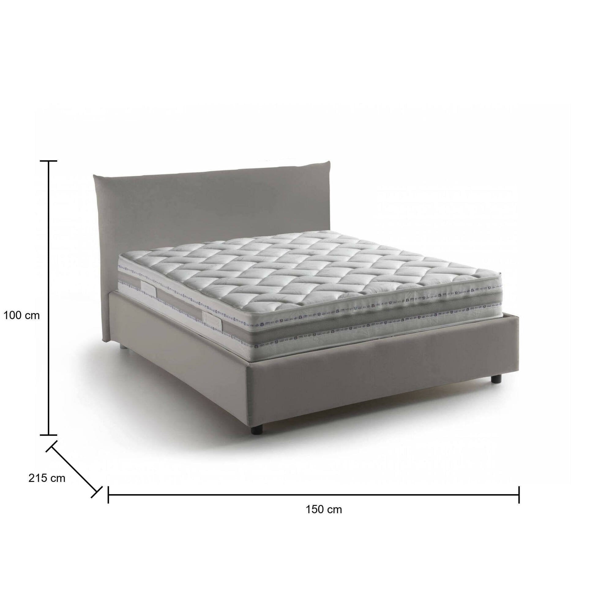 Letto piazza e mezza Arpaise, Letto contenitore con rivestimento in tessuto, 100% Made in Italy, Apertura frontale, con materasso Cm 120x190 incluso, Tortora