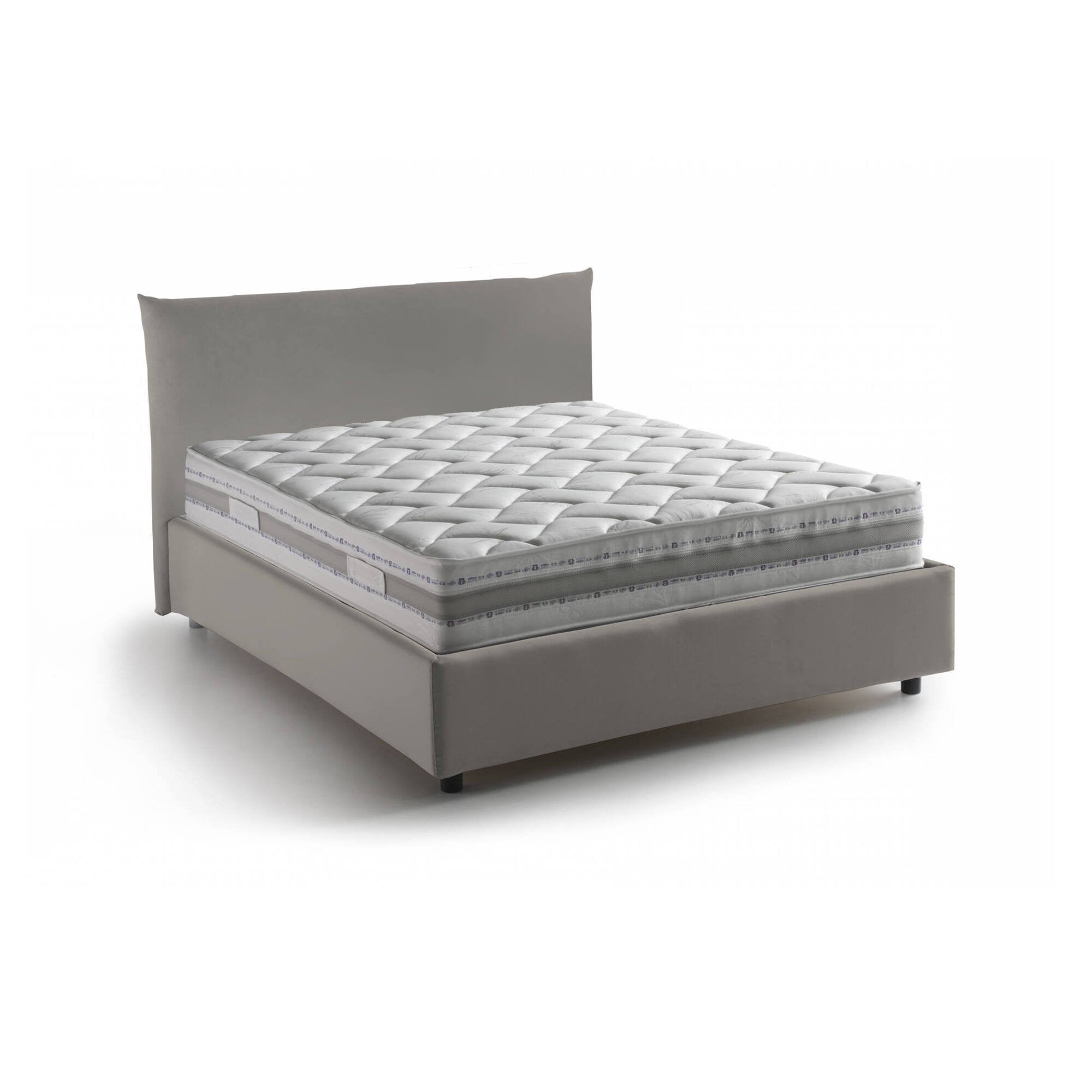Letto piazza e mezza Arpaise, Letto contenitore con rivestimento in tessuto, 100% Made in Italy, Apertura frontale, con materasso Cm 120x190 incluso, Tortora