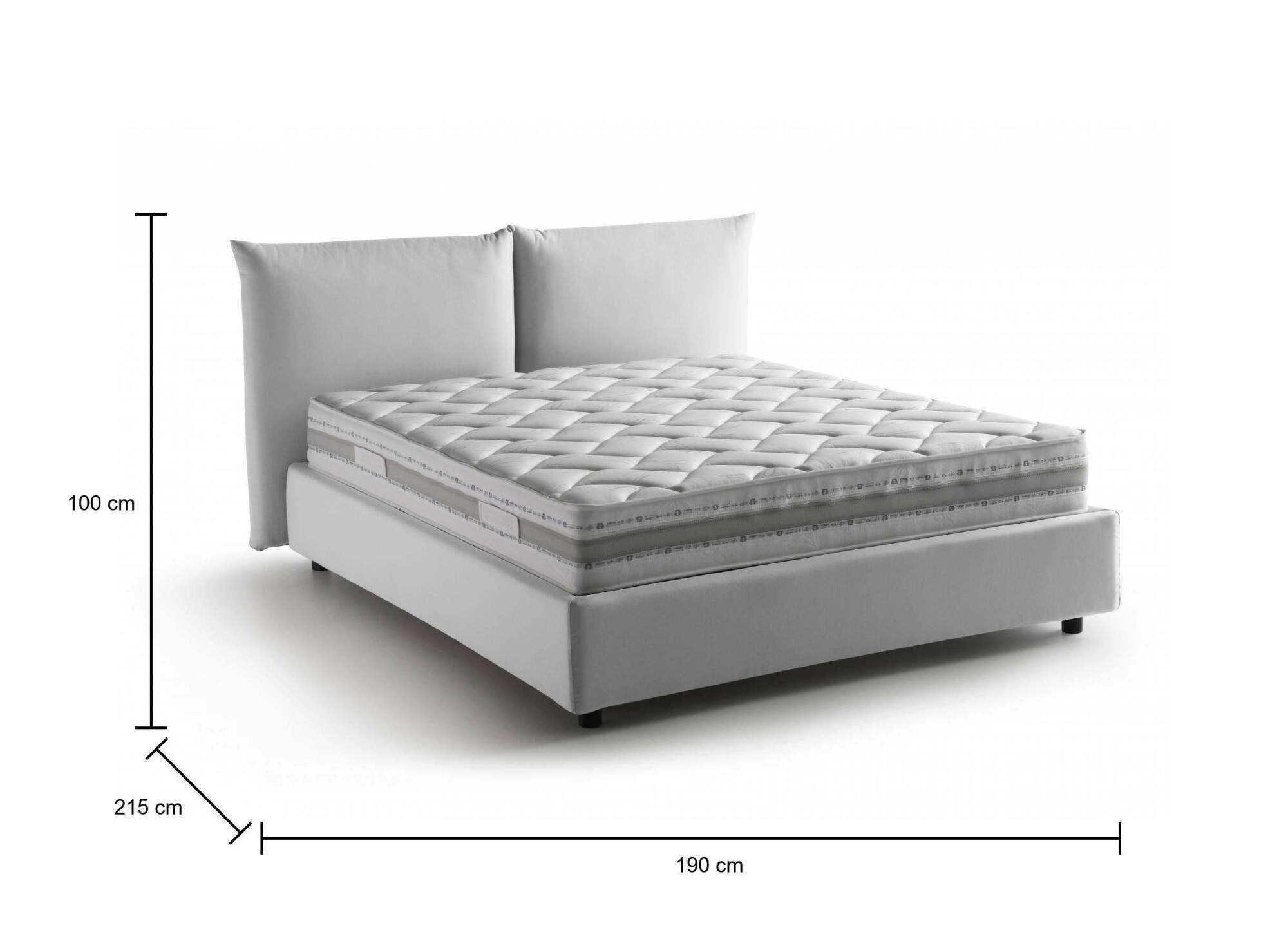 Letto matrimoniale Arpino, Letto contenitore con rivestimento in tessuto, 100% Made in Italy, Apertura frontale, con materasso Cm 160x190 incluso, Bianco