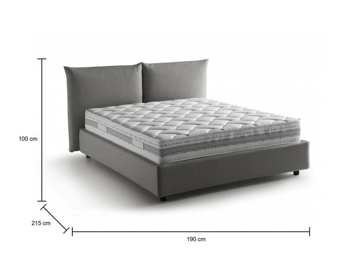 Letto matrimoniale Arpino, Letto contenitore con rivestimento in tessuto, 100% Made in Italy, Apertura frontale, con materasso Cm 160x190 incluso, Grigio