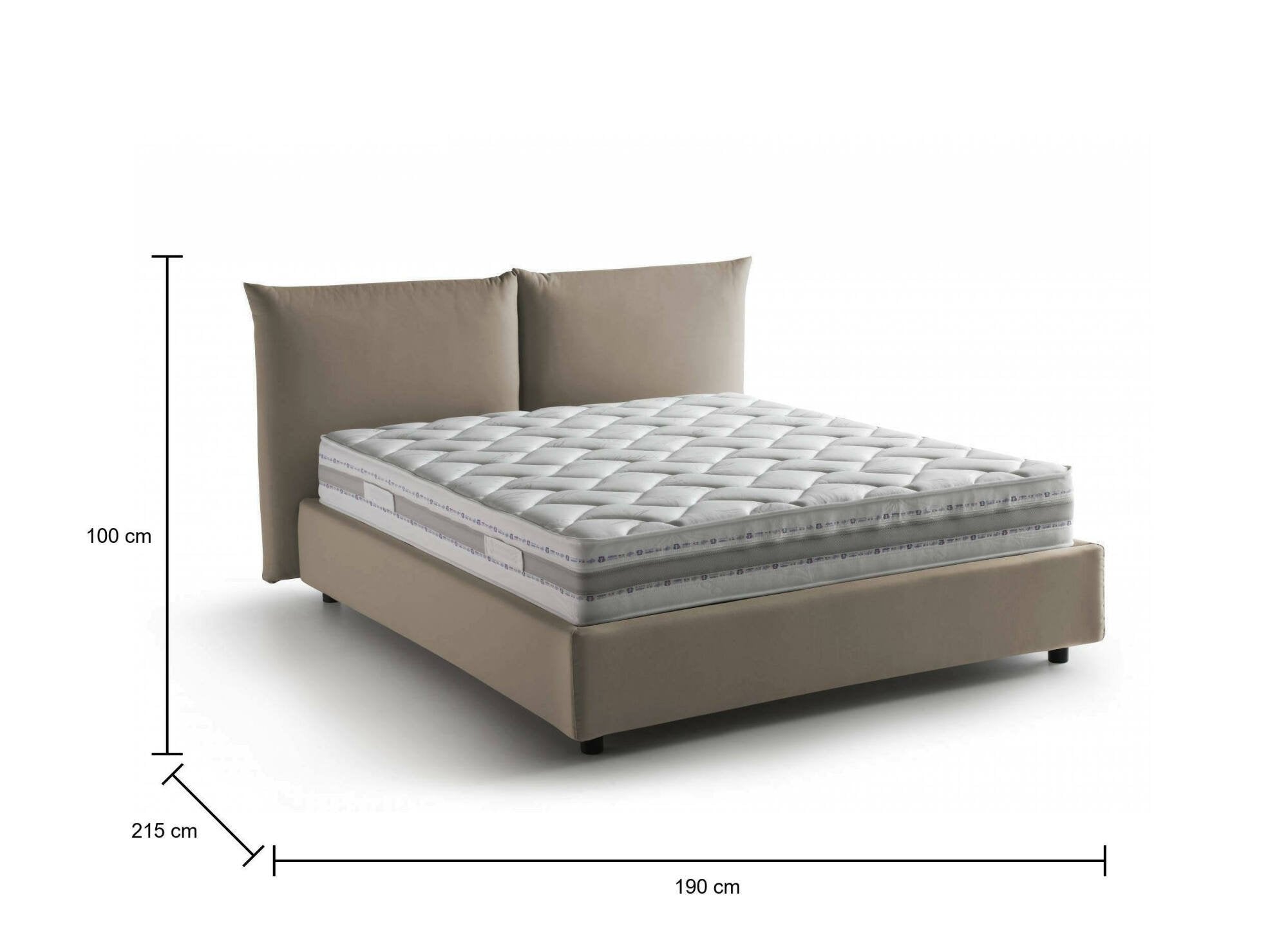 Letto matrimoniale Arpino, Letto contenitore con rivestimento in tessuto, 100% Made in Italy, Apertura frontale, con materasso Cm 160x190 incluso, Tortora