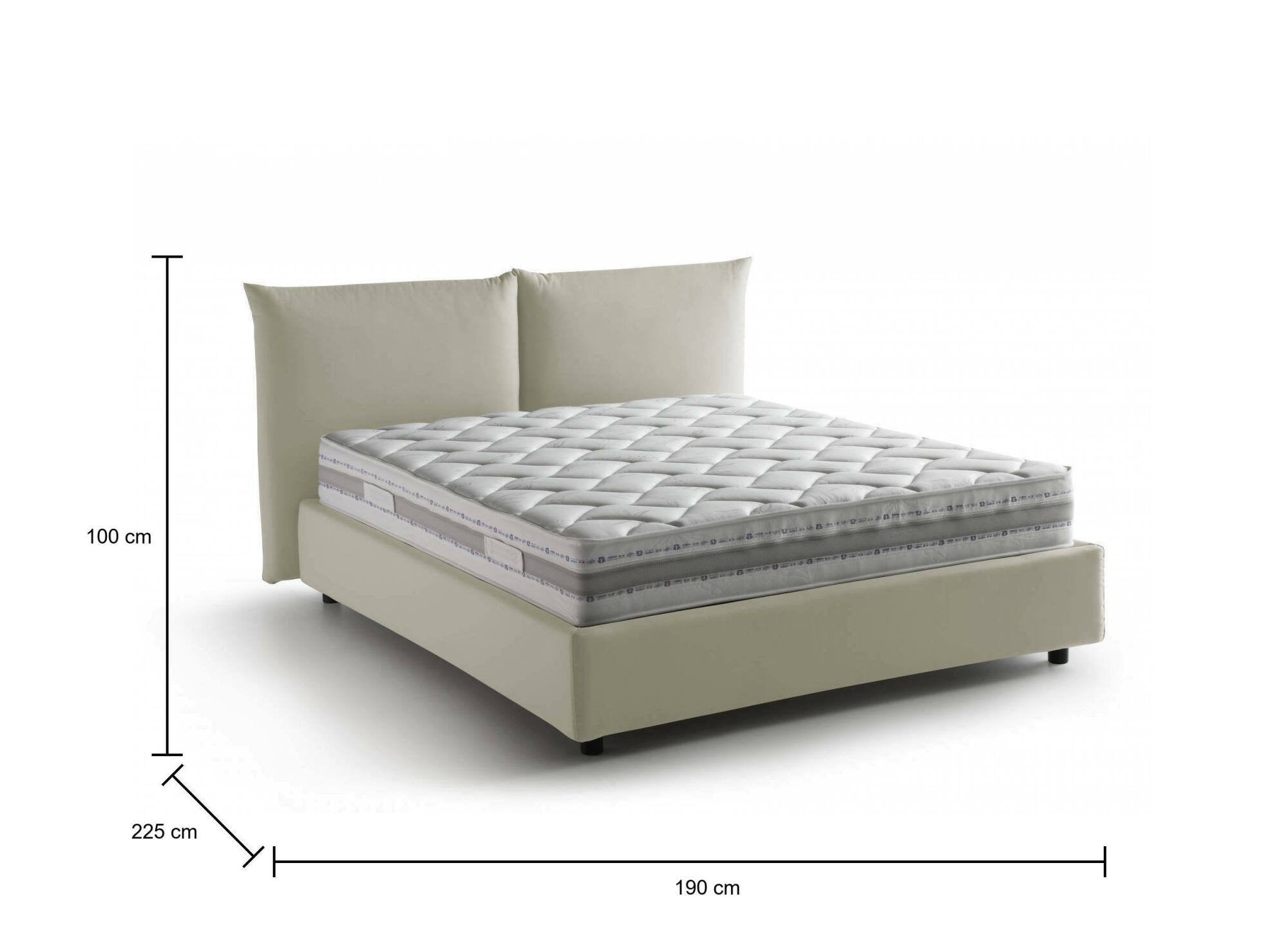 Letto matrimoniale Arcole, Letto contenitore con rivestimento in tessuto, 100% Made in Italy, Apertura frontale, con materasso Cm 160x200 incluso, Beige