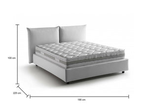 Letto matrimoniale Arcole, Letto contenitore con rivestimento in tessuto, 100% Made in Italy, Apertura frontale, con materasso Cm 160x200 incluso, Bianco