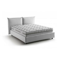 Letto matrimoniale Arcole, Letto contenitore con rivestimento in tessuto, 100% Made in Italy, Apertura frontale, con materasso Cm 160x200 incluso, Bianco