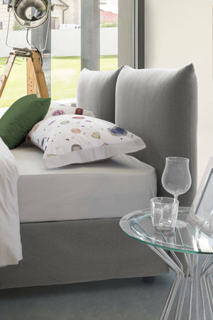 Letto matrimoniale Arcole, Letto contenitore con rivestimento in tessuto, 100% Made in Italy, Apertura frontale, con materasso Cm 160x200 incluso, Grigio