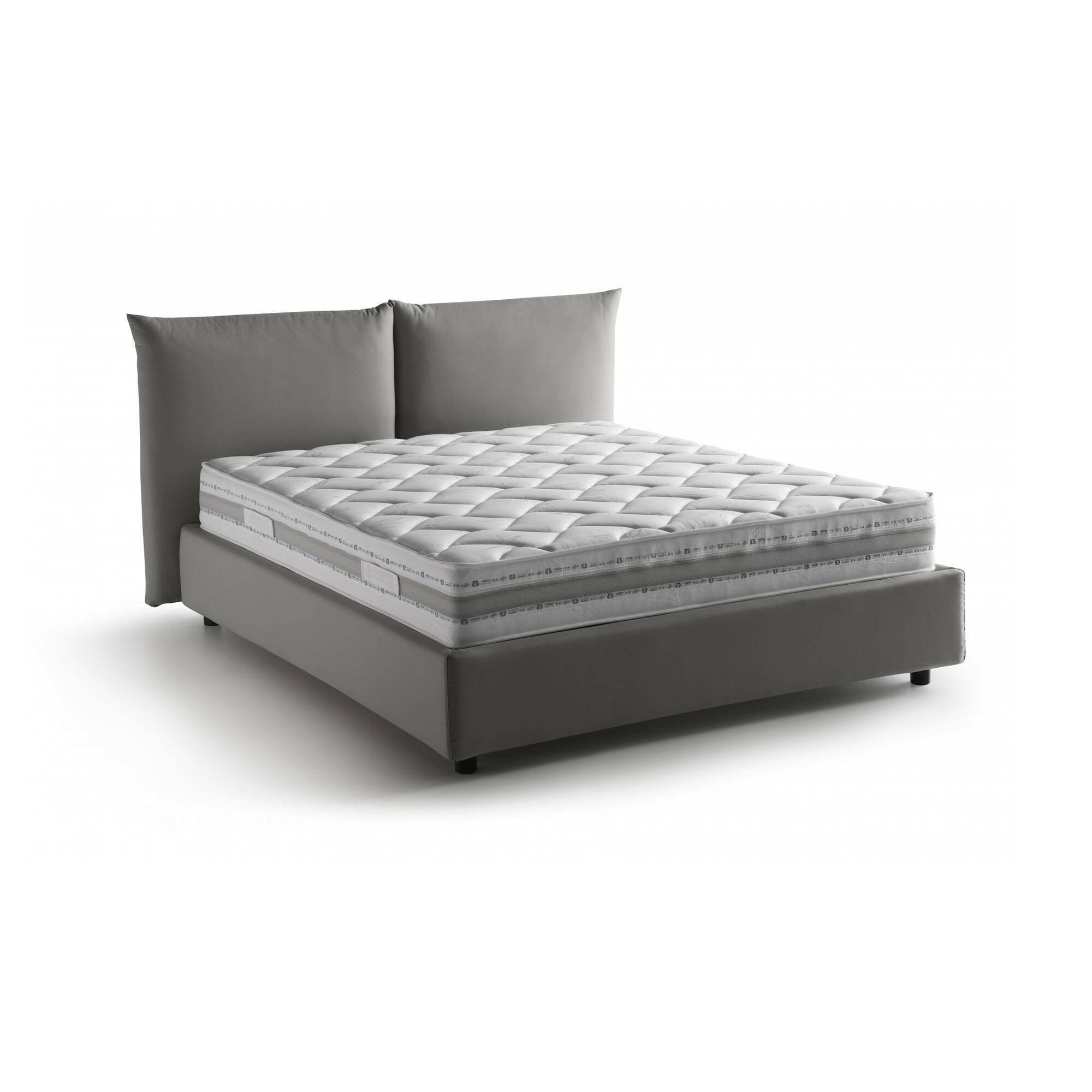 Letto matrimoniale Arcole, Letto contenitore con rivestimento in tessuto, 100% Made in Italy, Apertura frontale, con materasso Cm 160x200 incluso, Grigio