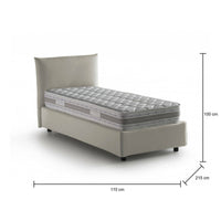Letto singolo Azeglio, Letto contenitore con rivestimento in tessuto, 100% Made in Italy, Apertura frontale, con materasso Cm 80x190 incluso, Beige
