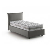 Letto singolo Astianatte, Letto contenitore con rivestimento in tessuto, 100% Made in Italy, Apertura laterale, con materasso Cm 80x190 incluso, Grigio